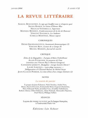 cover image of La Revue Littéraire N°22